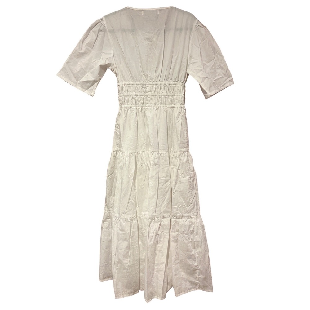Lusana white cotton Tori maxi dress Large‎ tiered poplin resort vacation - Picture 9 of 9
